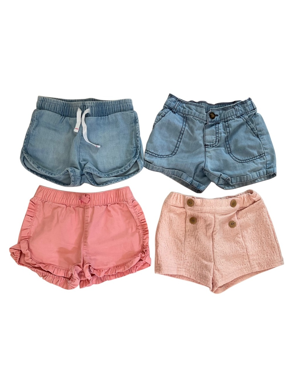 Carter's, Cat & Jack Girls 4 Shorts Bundle in Pink & Light Blue | Girl 18 Month
